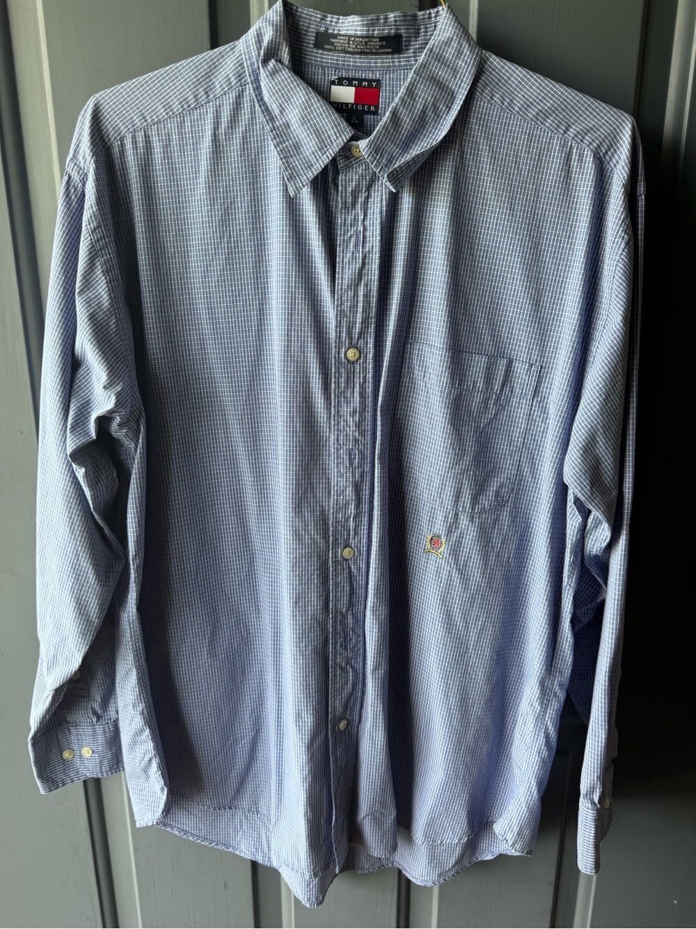 Tommy Hilfiger Light Blue Micro-Check Long Sleeve Dress Shirt
